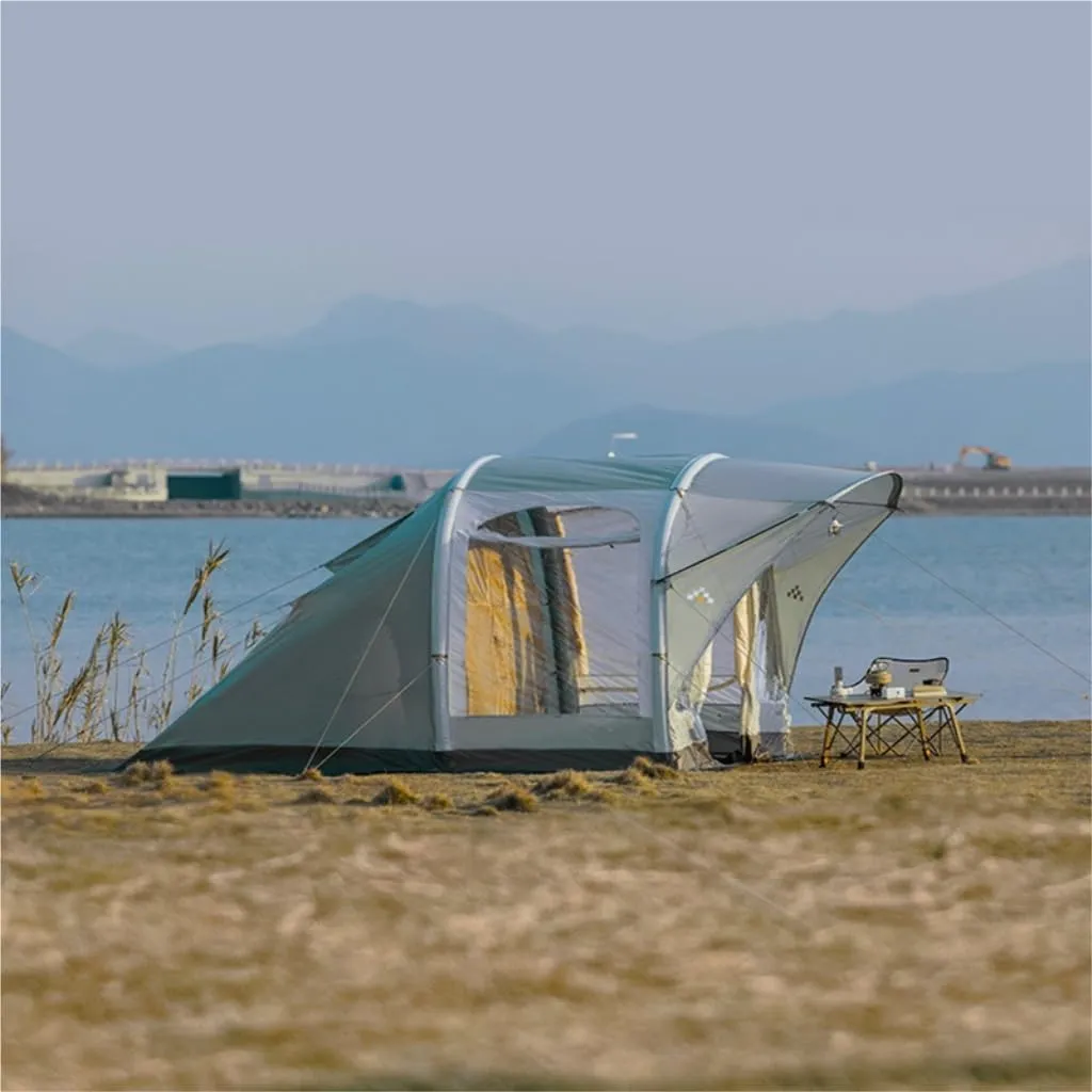 Spacious and Lightweight Camping Tent 2 Rooms and 1 Living Room Inflatable Portable Foldable Rain-Proof Picnic Camping Essentials Outdoor Tent