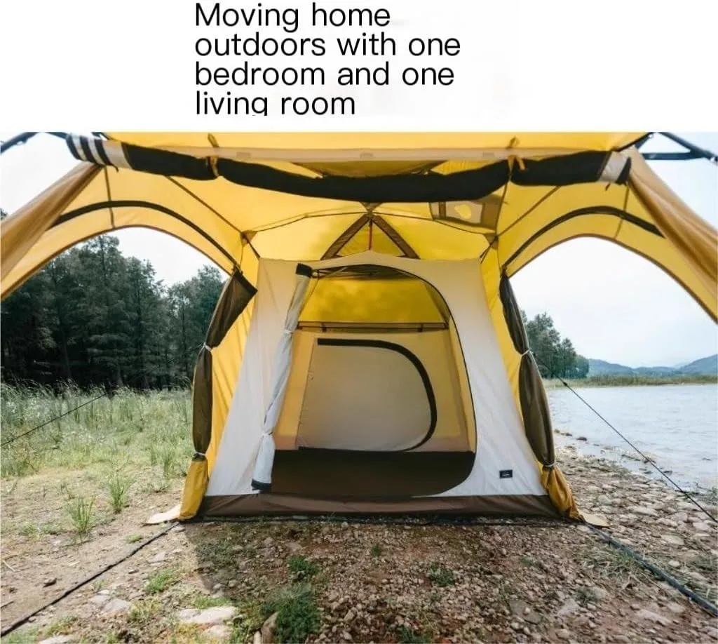 Spacious and Lightweight One-Bedroom and One-Living Tent Outdoor Camping Rainproof, Coldproof and Windproof Tent Camping Equipment Outdoor Tent