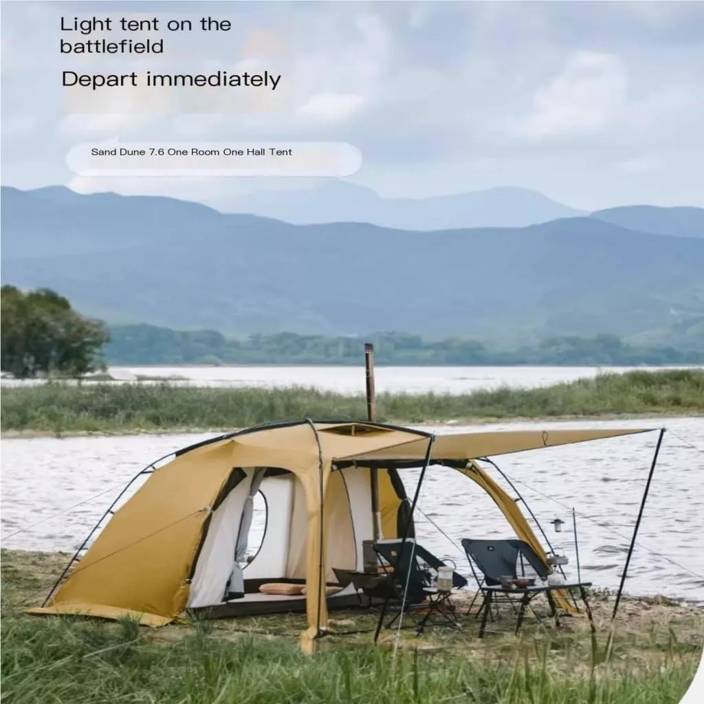 Spacious and Lightweight One-Bedroom and One-Living Tent Outdoor Camping Rainproof, Coldproof and Windproof Tent Camping Equipment Outdoor Tent
