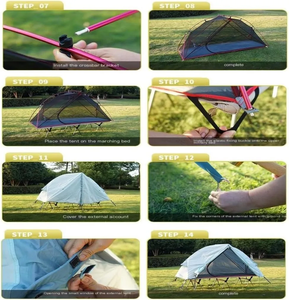 Spacious and Lightweight Outdoor Camping Off-The-Ground Tent Single Folding Portable Mosquito Net Windproof and Anti-UV Fishing Tent Outdoor Tent