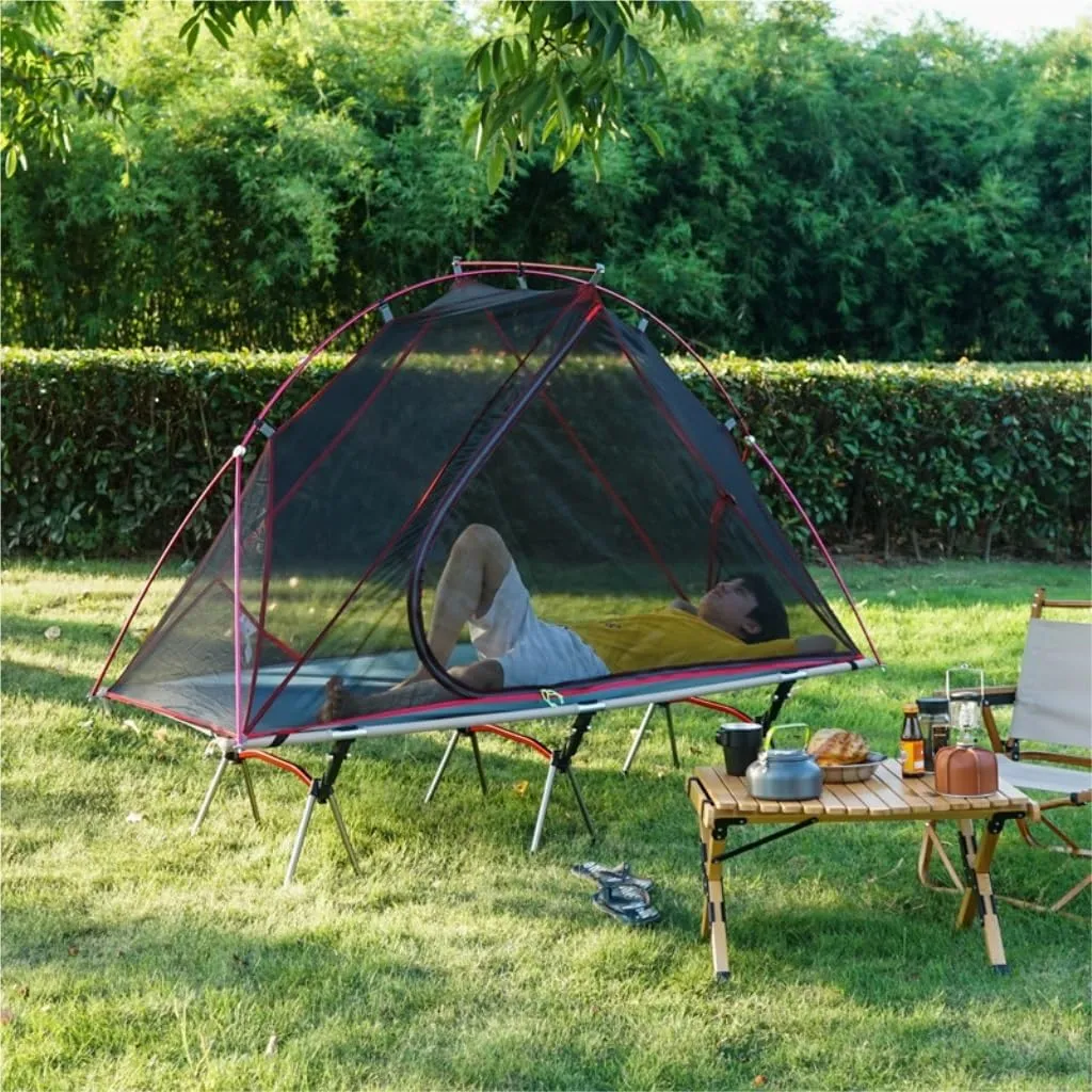 Spacious and Lightweight Outdoor Camping Off-The-Ground Tent Single Folding Portable Mosquito Net Windproof and Anti-UV Fishing Tent Outdoor Tent
