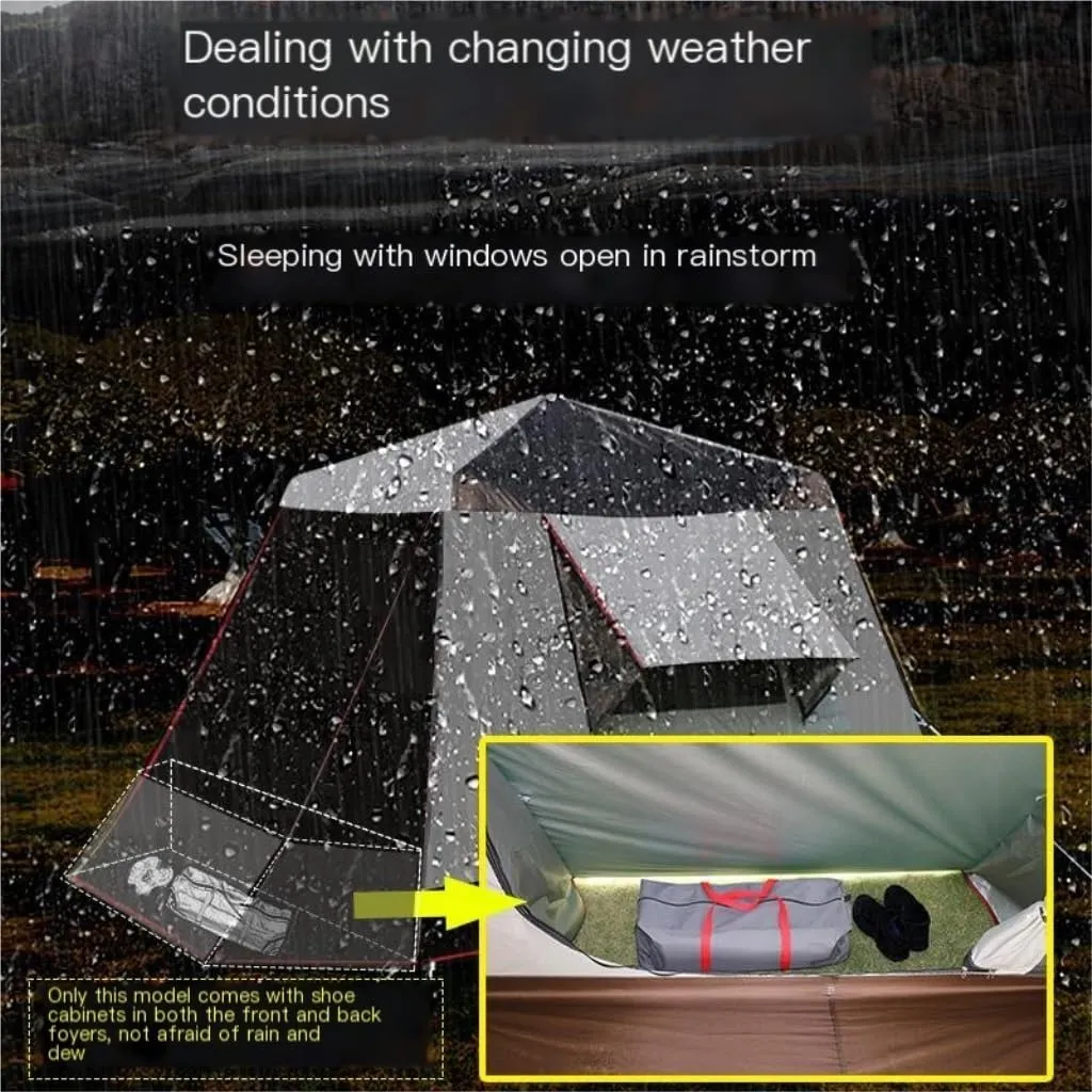 Spacious and Lightweight Outdoor Fully Automatic Double-Layer Sunproof and Rainproof Aluminum Alloy Camping Tent Multi-Person Tent Outdoor Tent