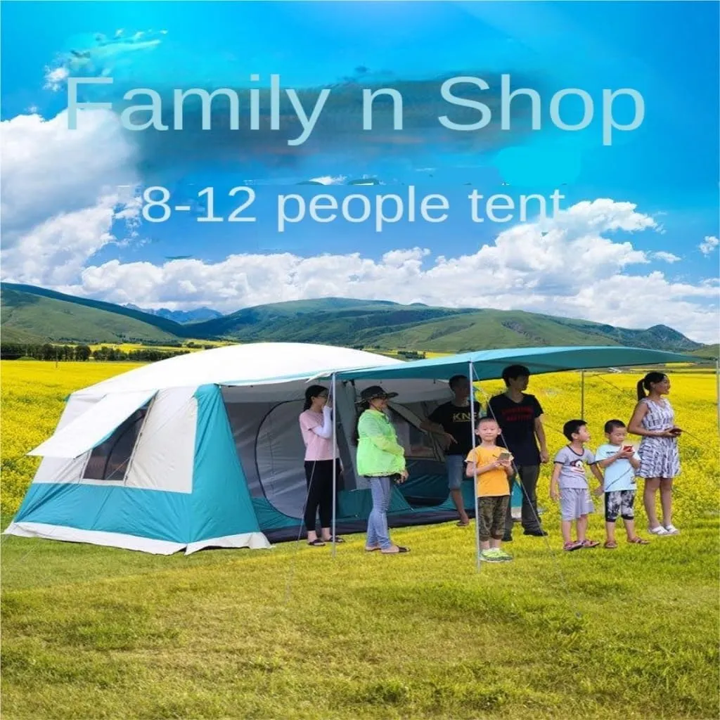 Spacious and Lightweight Outdoor Tent for 5-8 People, Rainproof, Thickened, Two-Bedroom and One-Living Room Camping Folding Tent Outdoor Tent