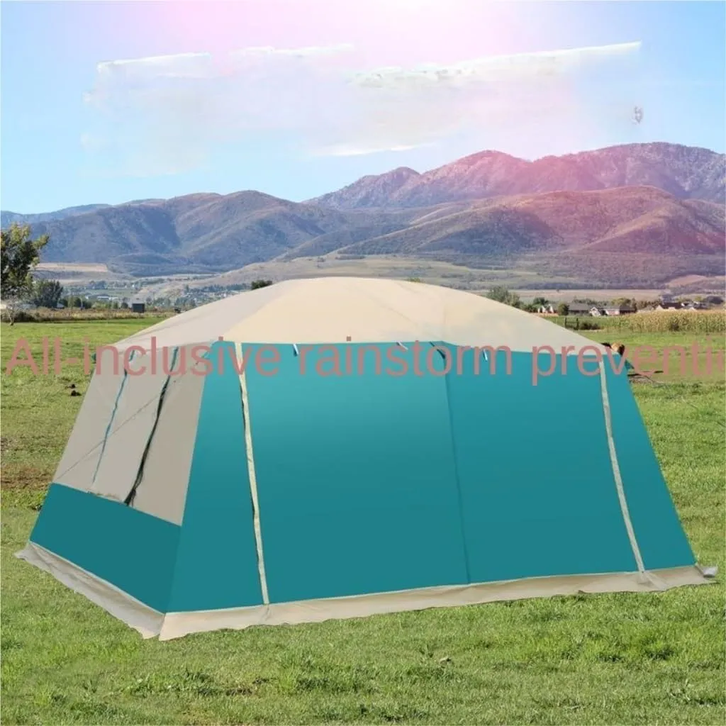 Spacious and Lightweight Outdoor Tent for 5-8 People, Rainproof, Thickened, Two-Bedroom and One-Living Room Camping Folding Tent Outdoor Tent