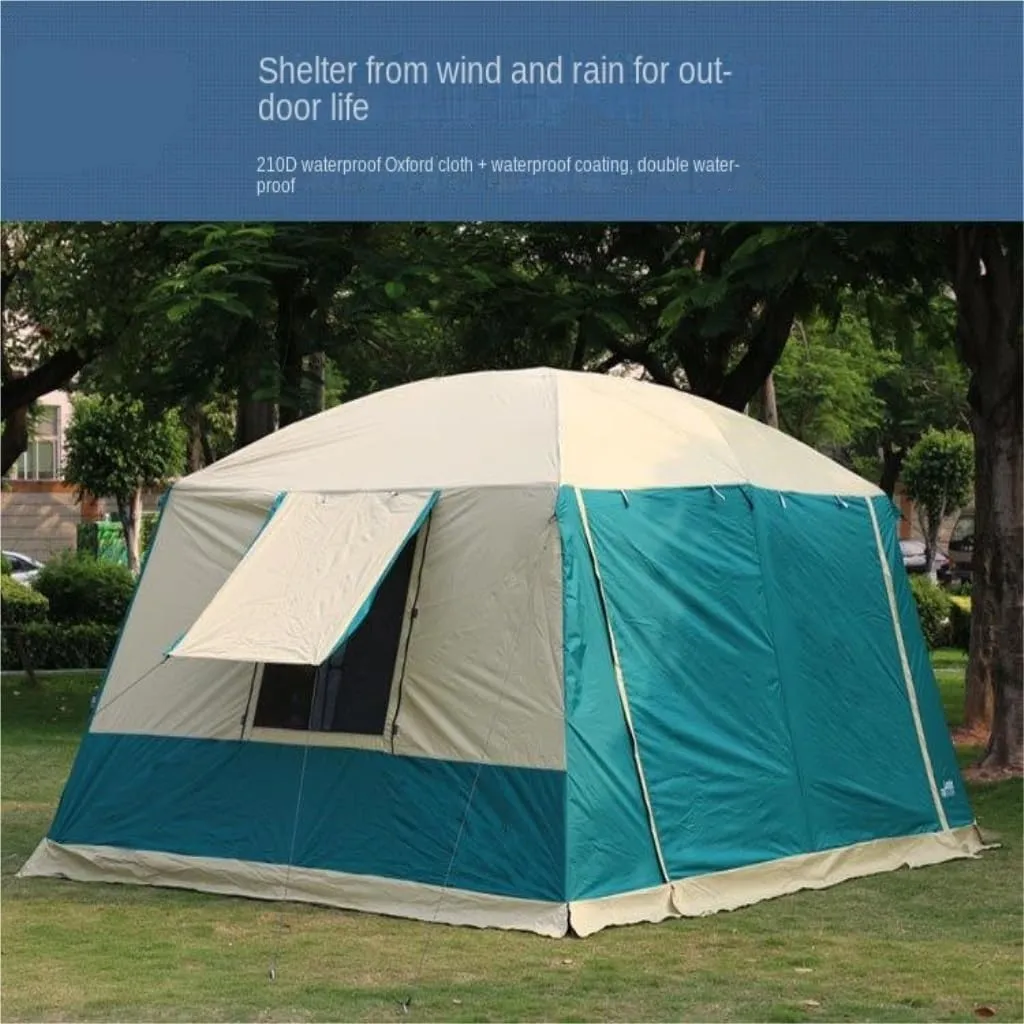 Spacious and Lightweight Outdoor Tent for 5-8 People, Rainproof, Thickened, Two-Bedroom and One-Living Room Camping Folding Tent Outdoor Tent