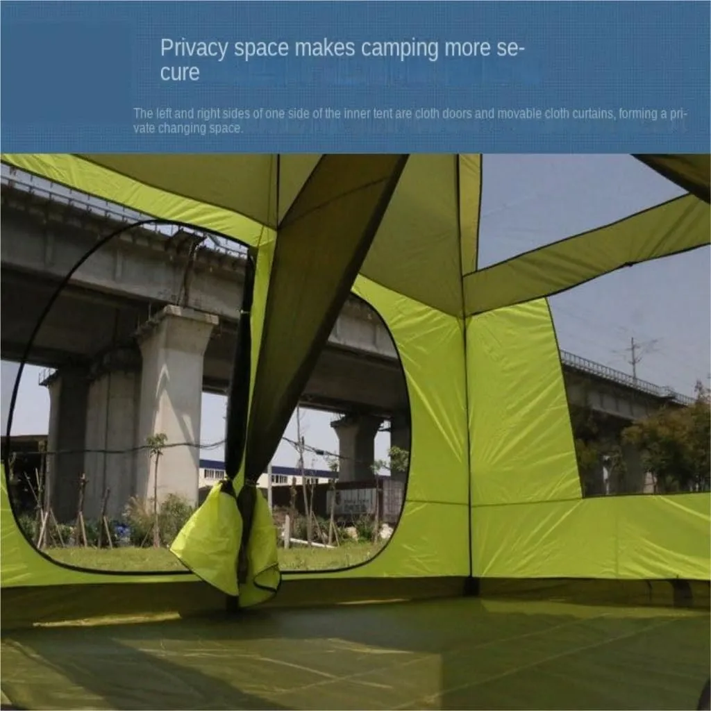 Spacious and Lightweight Outdoor Tent for 5-8 People, Rainproof, Thickened, Two-Bedroom and One-Living Room Camping Folding Tent Outdoor Tent