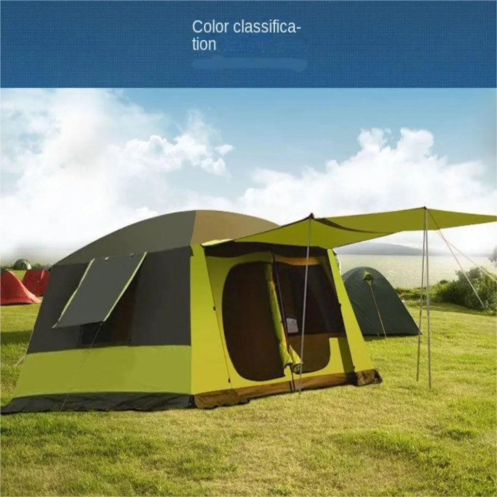 Spacious and Lightweight Outdoor Tent for 5-8 People, Rainproof, Thickened, Two-Bedroom and One-Living Room Camping Folding Tent Outdoor Tent