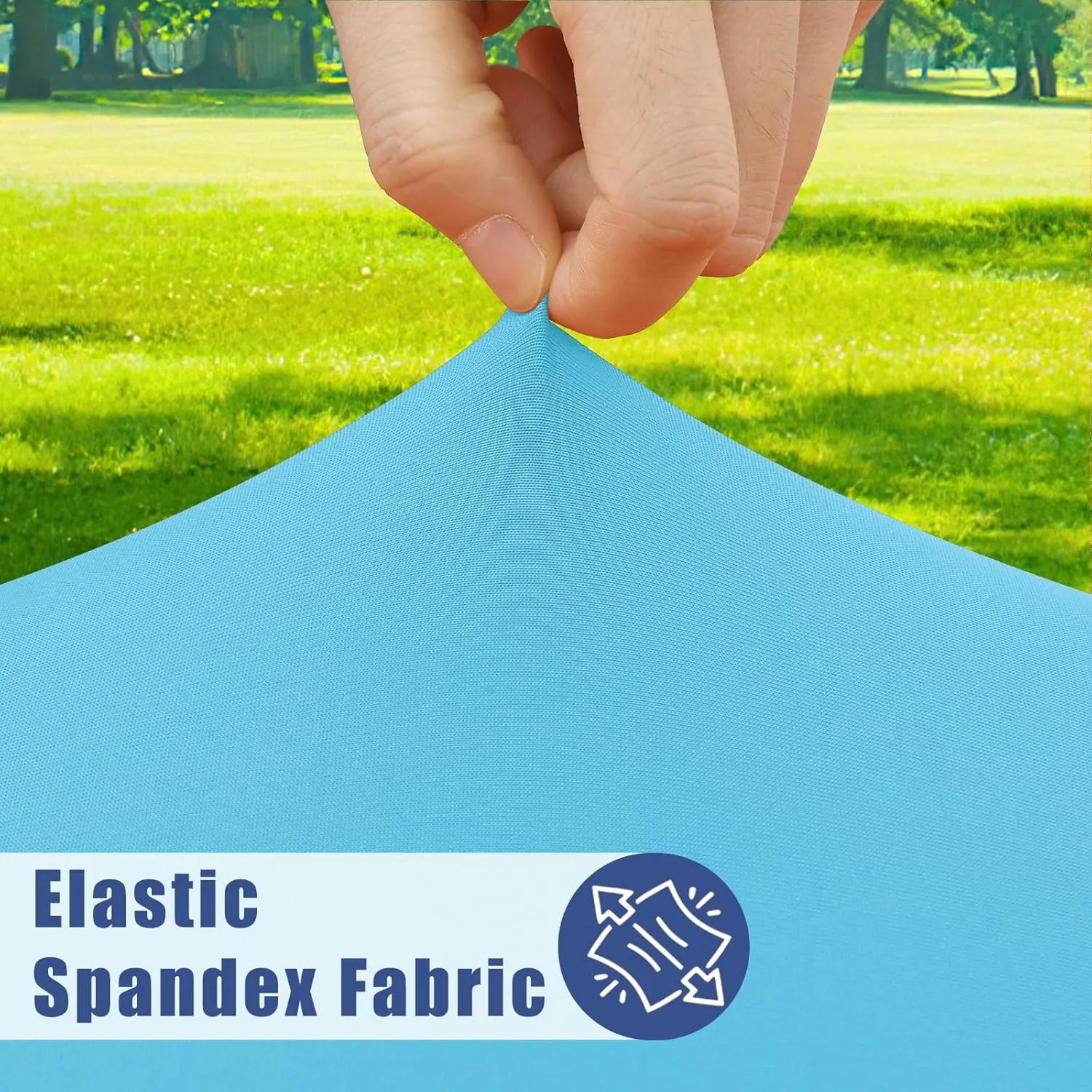 Spandex Picnic Table Cloth 2 Pack, Elastic Fitted Tablecloths for 6 Foot Rectangle Tables, Stretch Washable Patio Table Cover for Outdoor, Camping, Banquet and Parties (Blue Mist, 30"x72")
