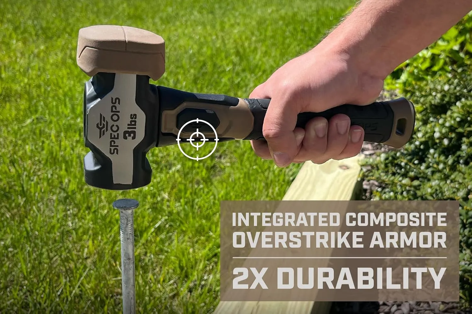 Spec Ops Tools Drilling Hammer, 2 lb Sledge hammer with Bi-Material Shock Absorbing & Vibration Dampening Handle, 3% Donated to Veteran Black/Tan