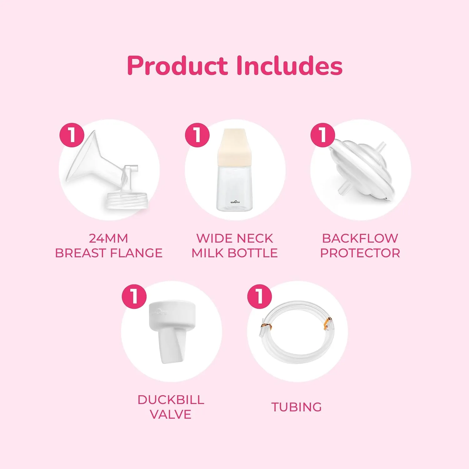 Spectra - Premium Breast Milk Pump Accessory Kit with Baby Bottles - Medium 24mm - Breast Pump Accessories