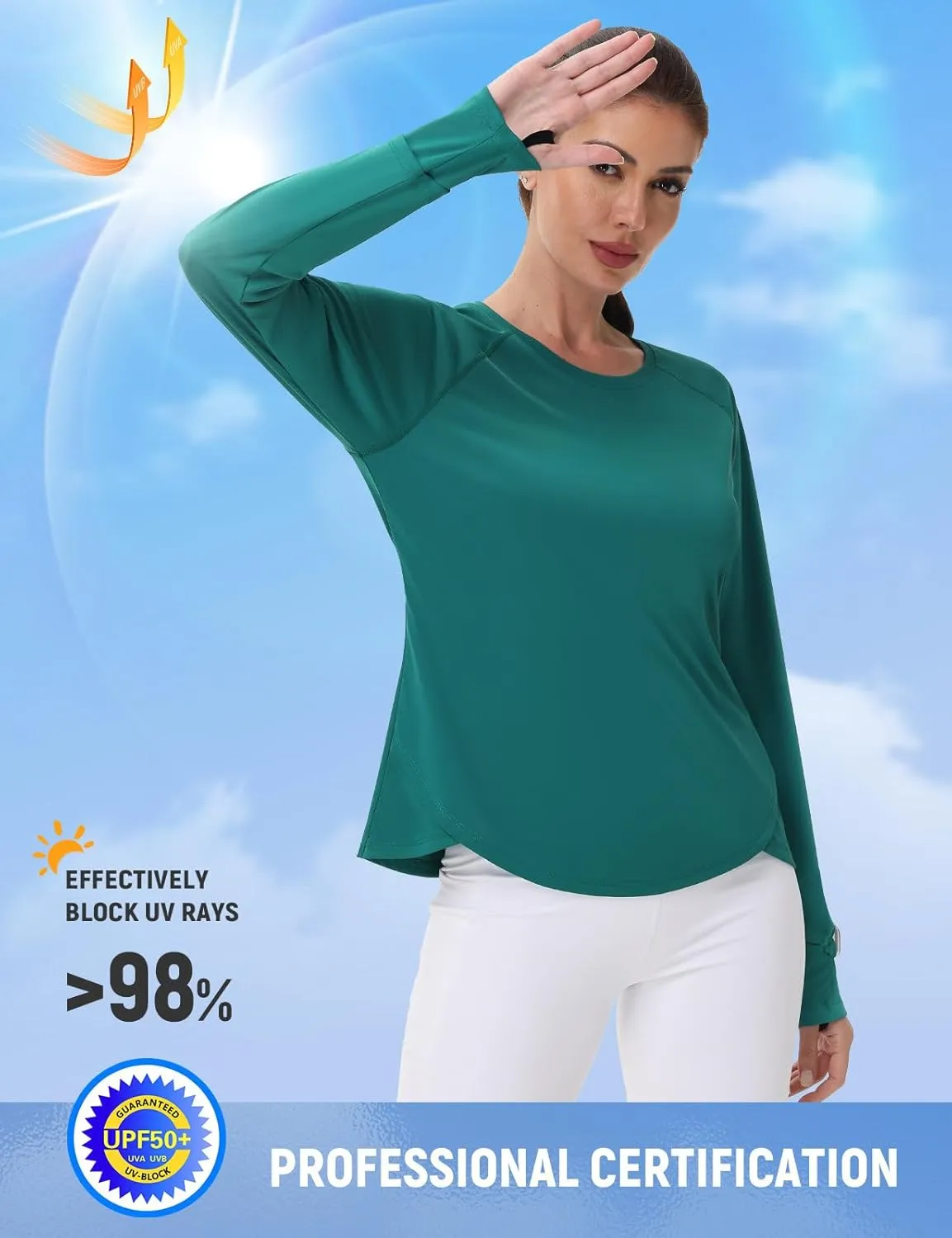 SPEXIAL Women's Sun Shirts UPF 50  UV Protection SPF Long Sleeve Hiking Fishing Running Quick Dry Lightweight Outdoor