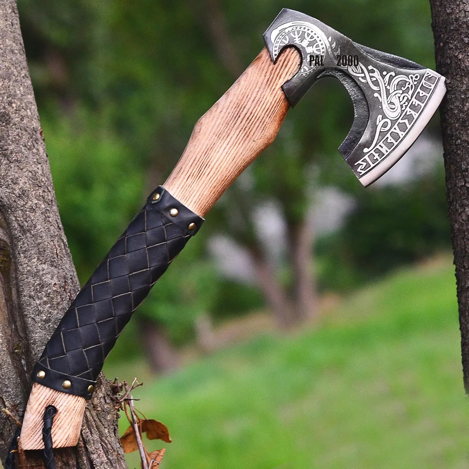 Splitting Axe Camping Chopping Hatchet Viking Tomahawk Battle Hunting Outdoor Solid Wood Handle 3016