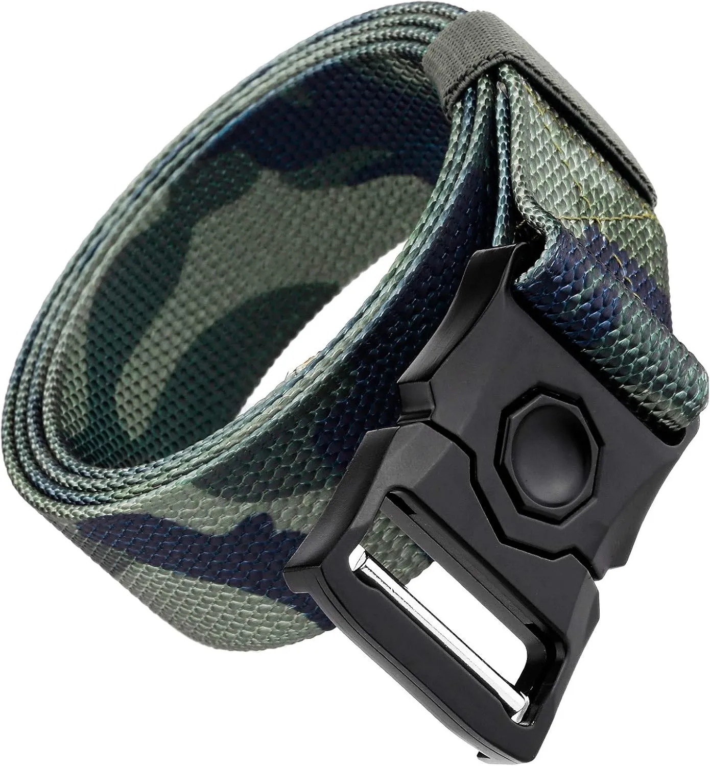 Sportmusies Tactical Belt for Men Nylon Webbing Belt with Heavy-Duty Quick-Release Buckle