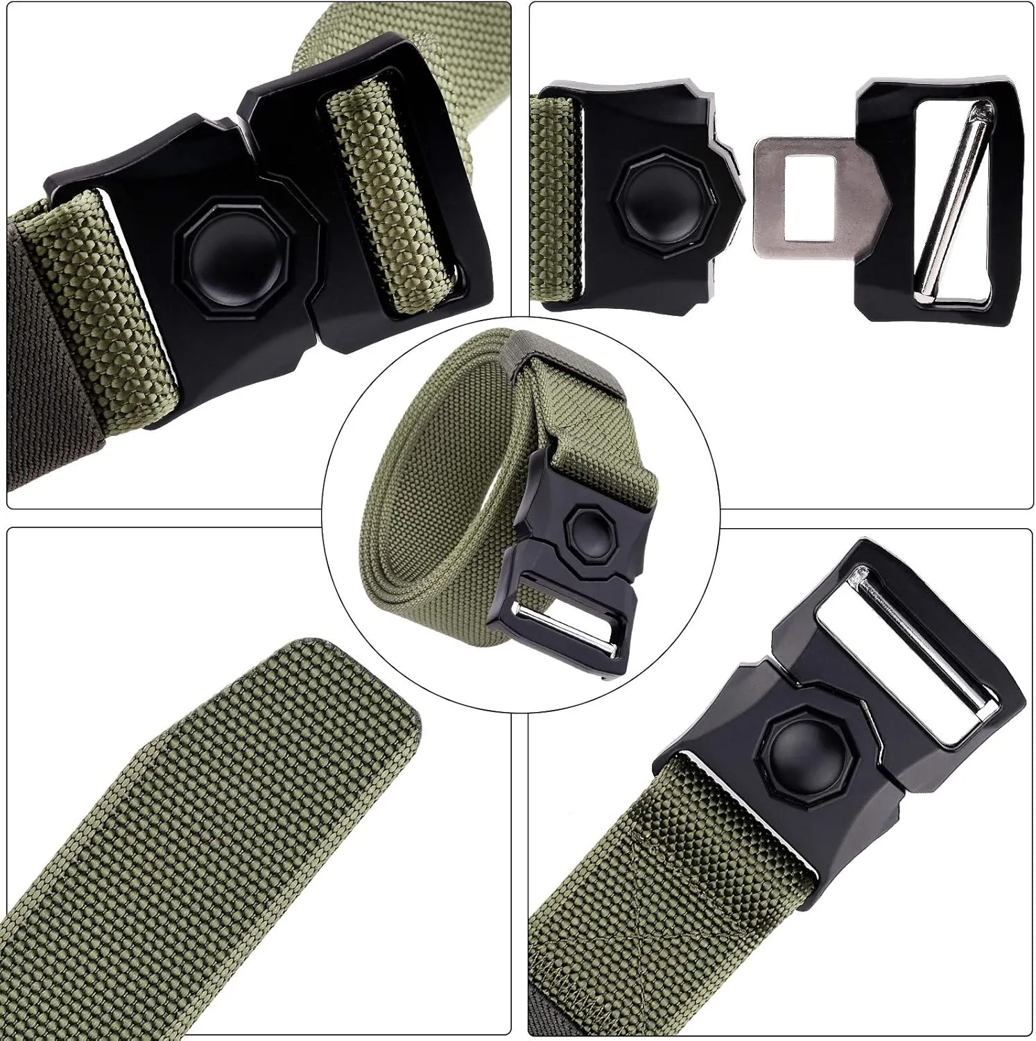 Sportmusies Tactical Belt for Men Nylon Webbing Belt with Heavy-Duty Quick-Release Buckle
