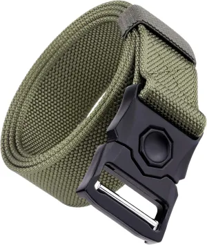 Sportmusies Tactical Belt for Men Nylon Webbing Belt with Heavy-Duty Quick-Release Buckle