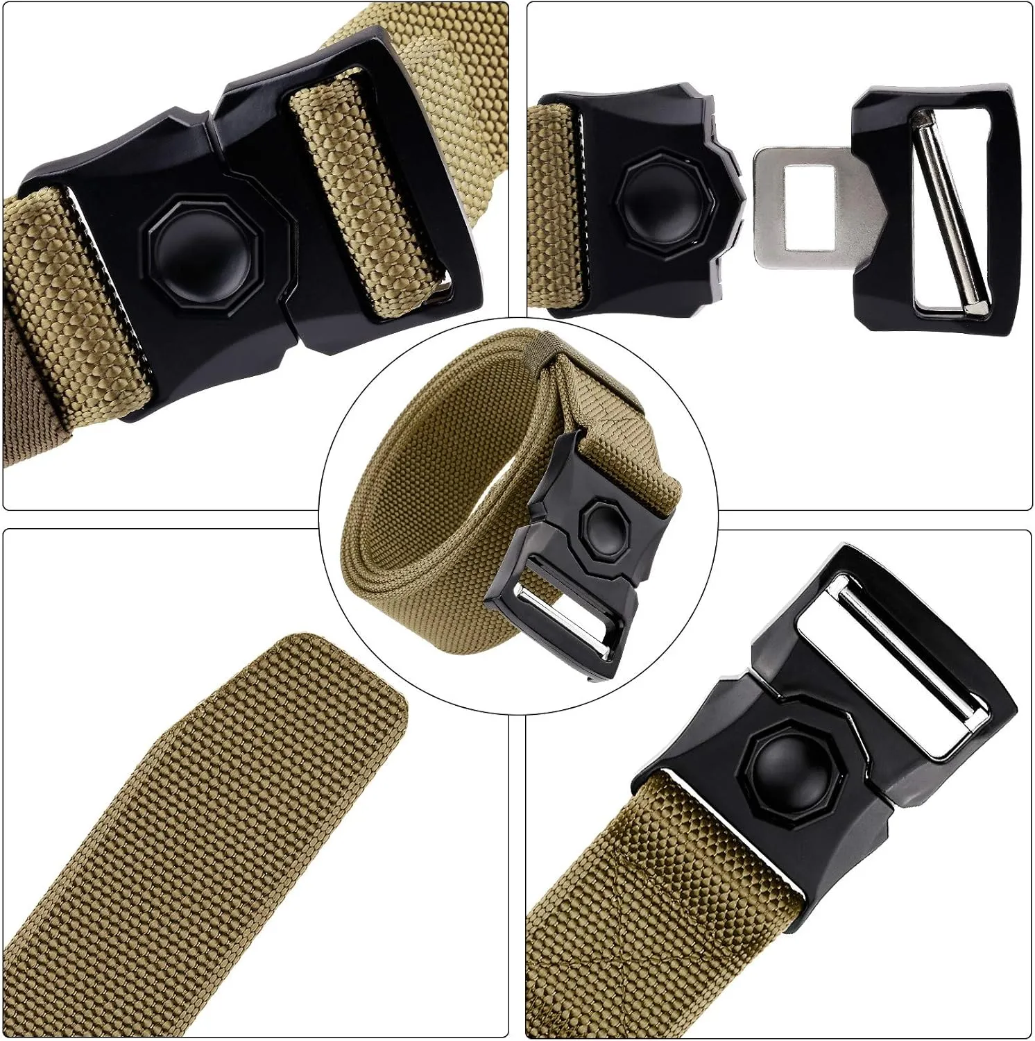 Sportmusies Tactical Belt for Men Nylon Webbing Belt with Heavy-Duty Quick-Release Buckle