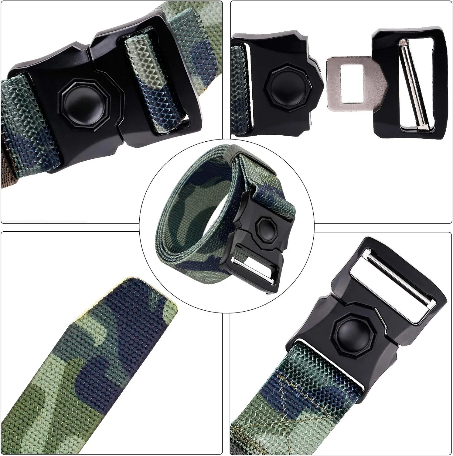 Sportmusies Tactical Belt for Men Nylon Webbing Belt with Heavy-Duty Quick-Release Buckle
