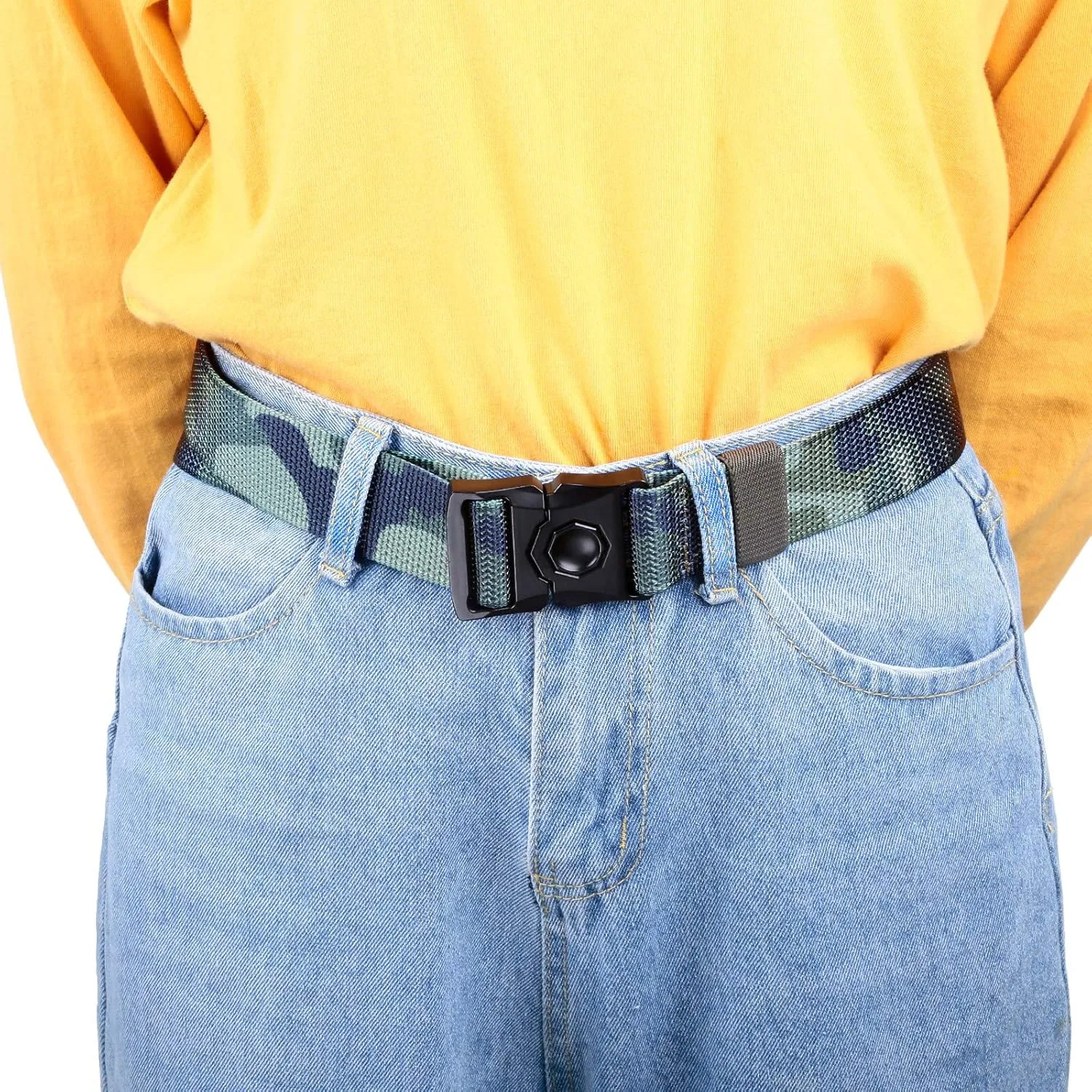 Sportmusies Tactical Belt for Men Nylon Webbing Belt with Heavy-Duty Quick-Release Buckle