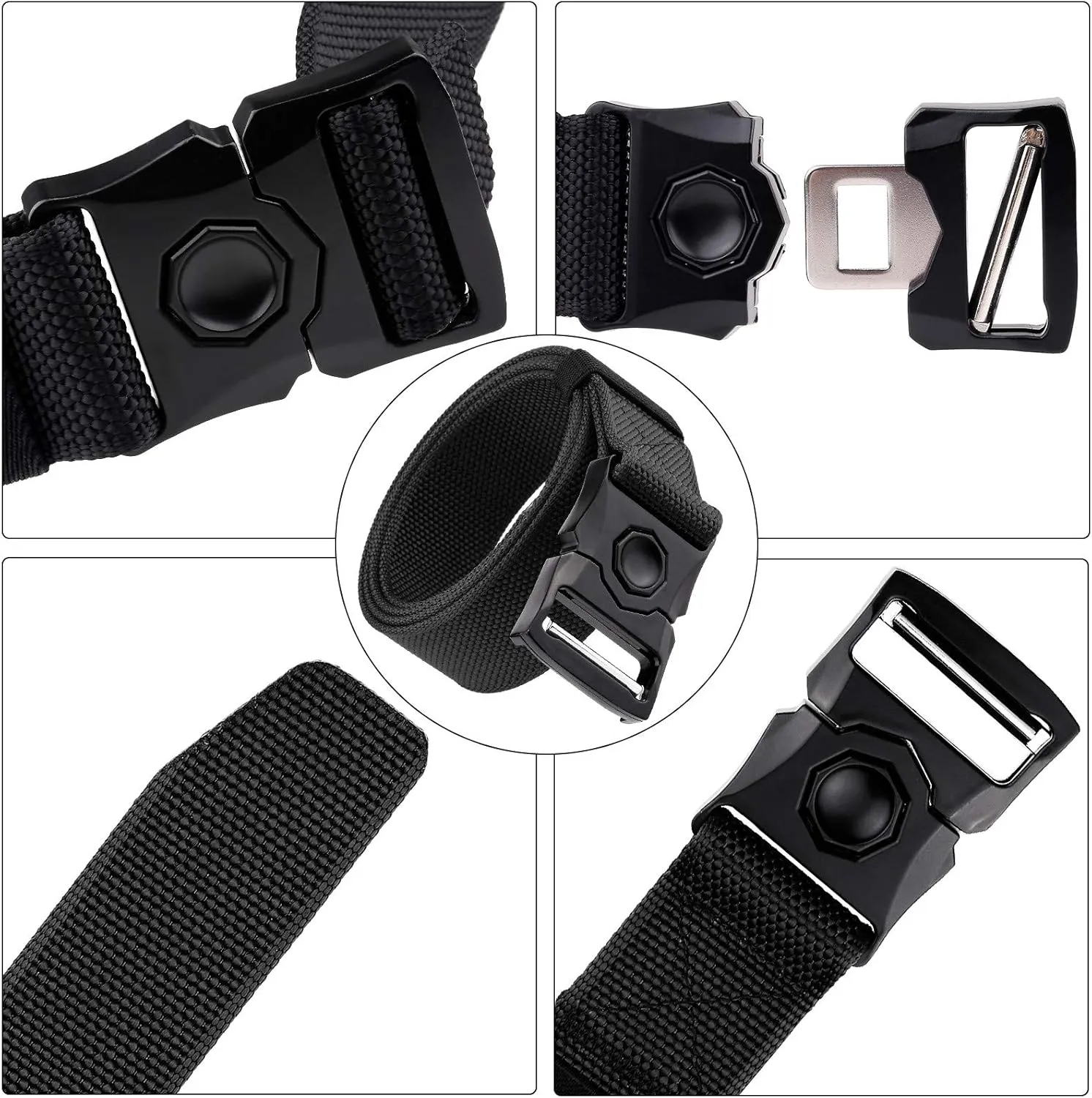 Sportmusies Tactical Belt for Men Nylon Webbing Belt with Heavy-Duty Quick-Release Buckle