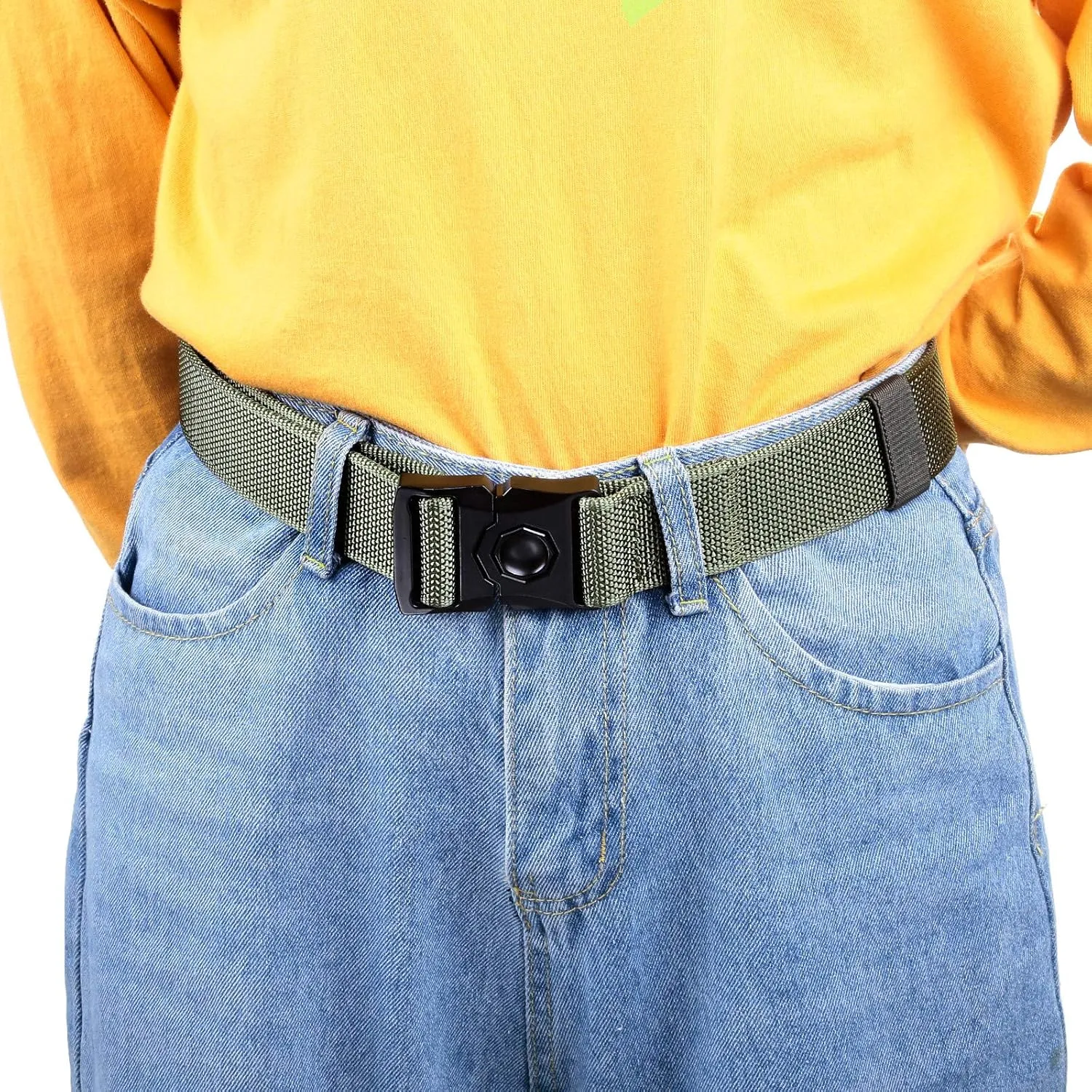 Sportmusies Tactical Belt for Men Nylon Webbing Belt with Heavy-Duty Quick-Release Buckle