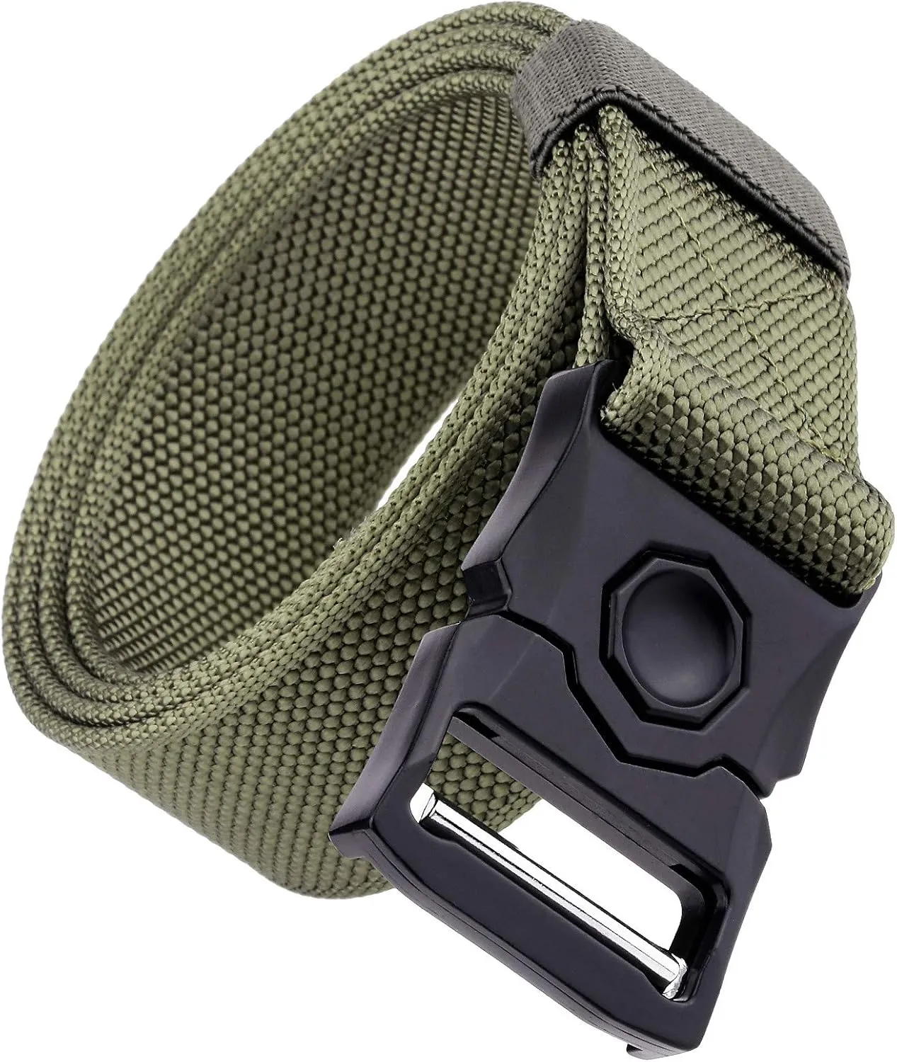 Sportmusies Tactical Belt for Men Nylon Webbing Belt with Heavy-Duty Quick-Release Buckle
