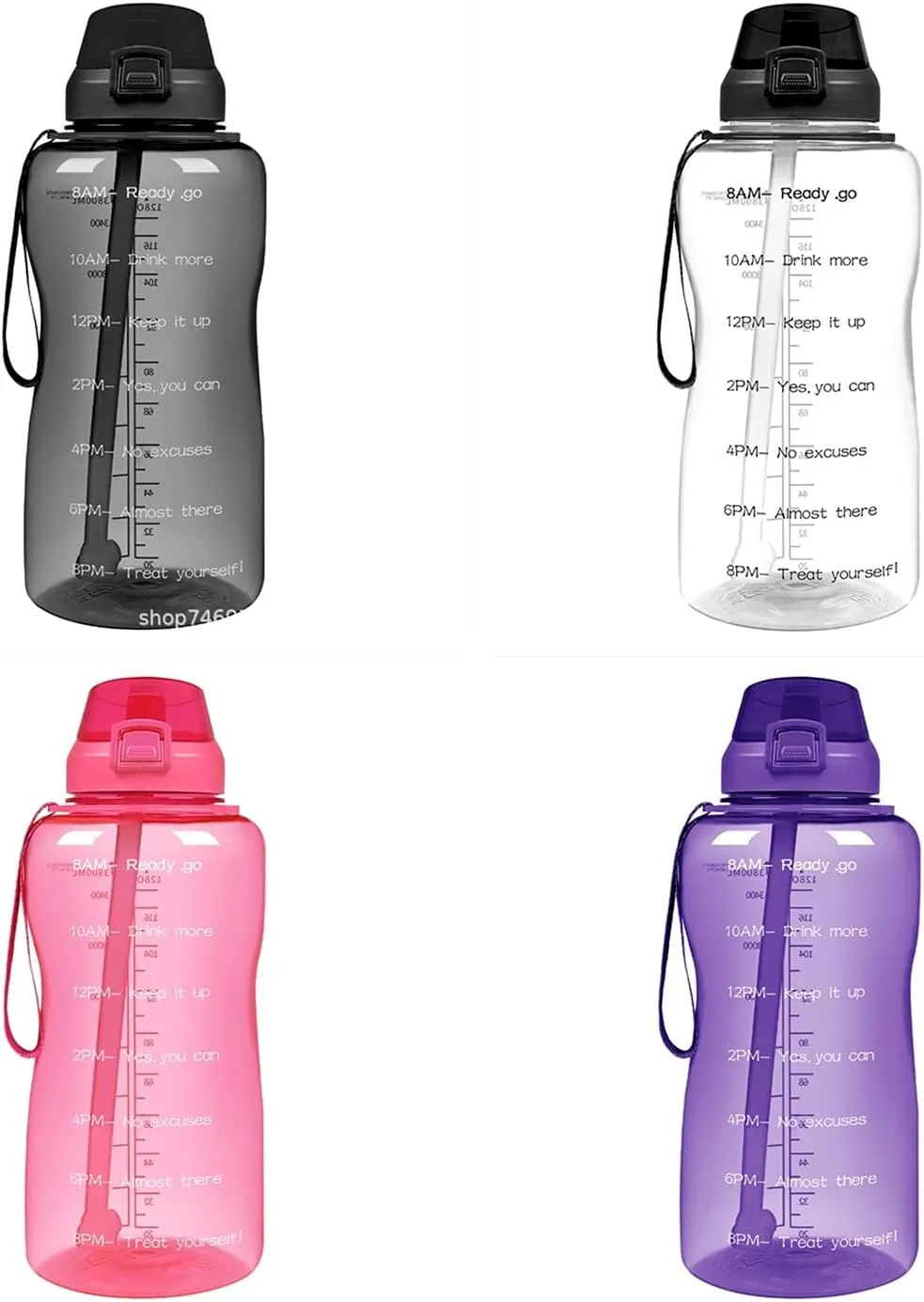 Sports Cup Large-Capacity Outdoor Sports Water Bottle with Rebound Straw Plastic Cup Rope Water Cup