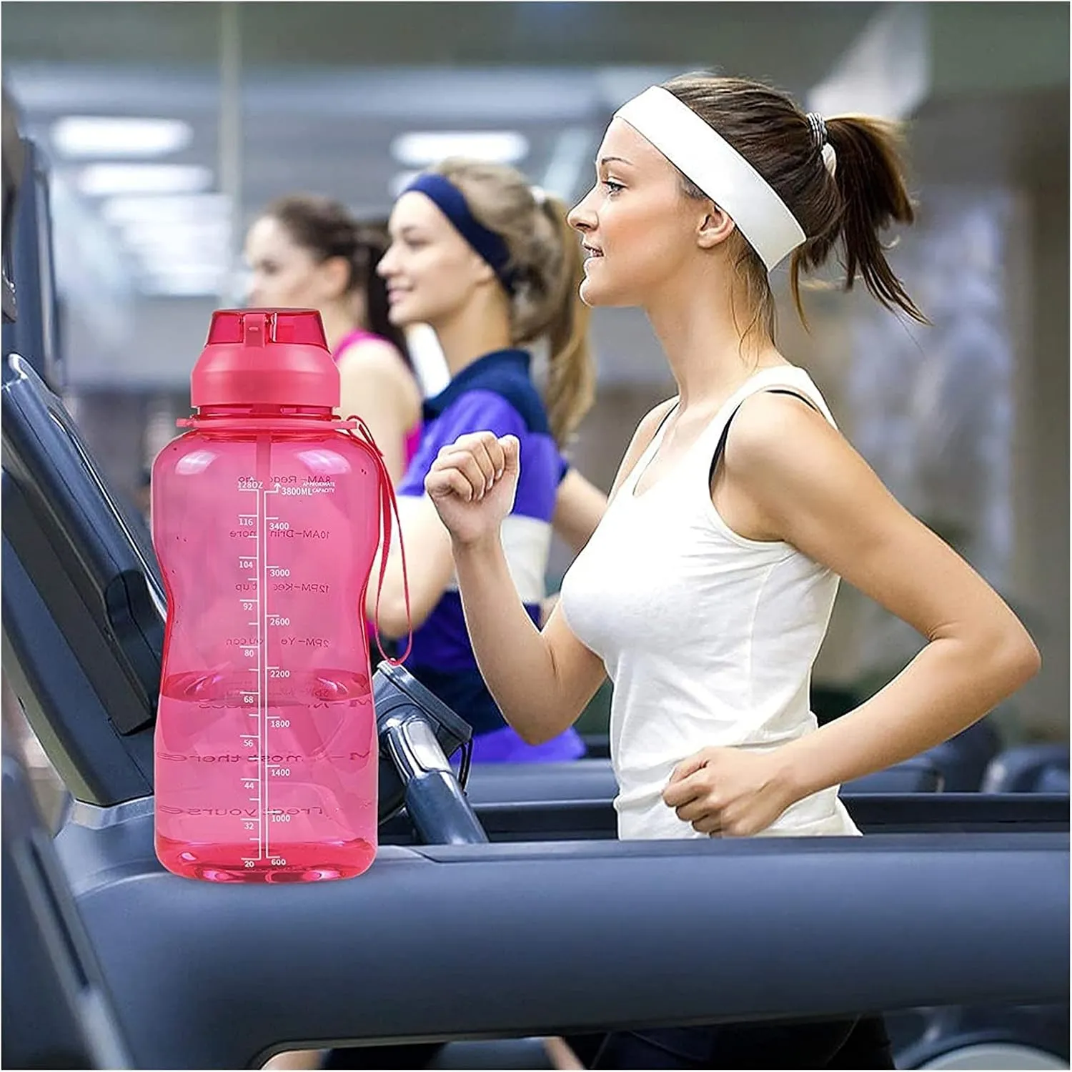 Sports Cup Large-Capacity Outdoor Sports Water Bottle with Rebound Straw Plastic Cup Rope Water Cup