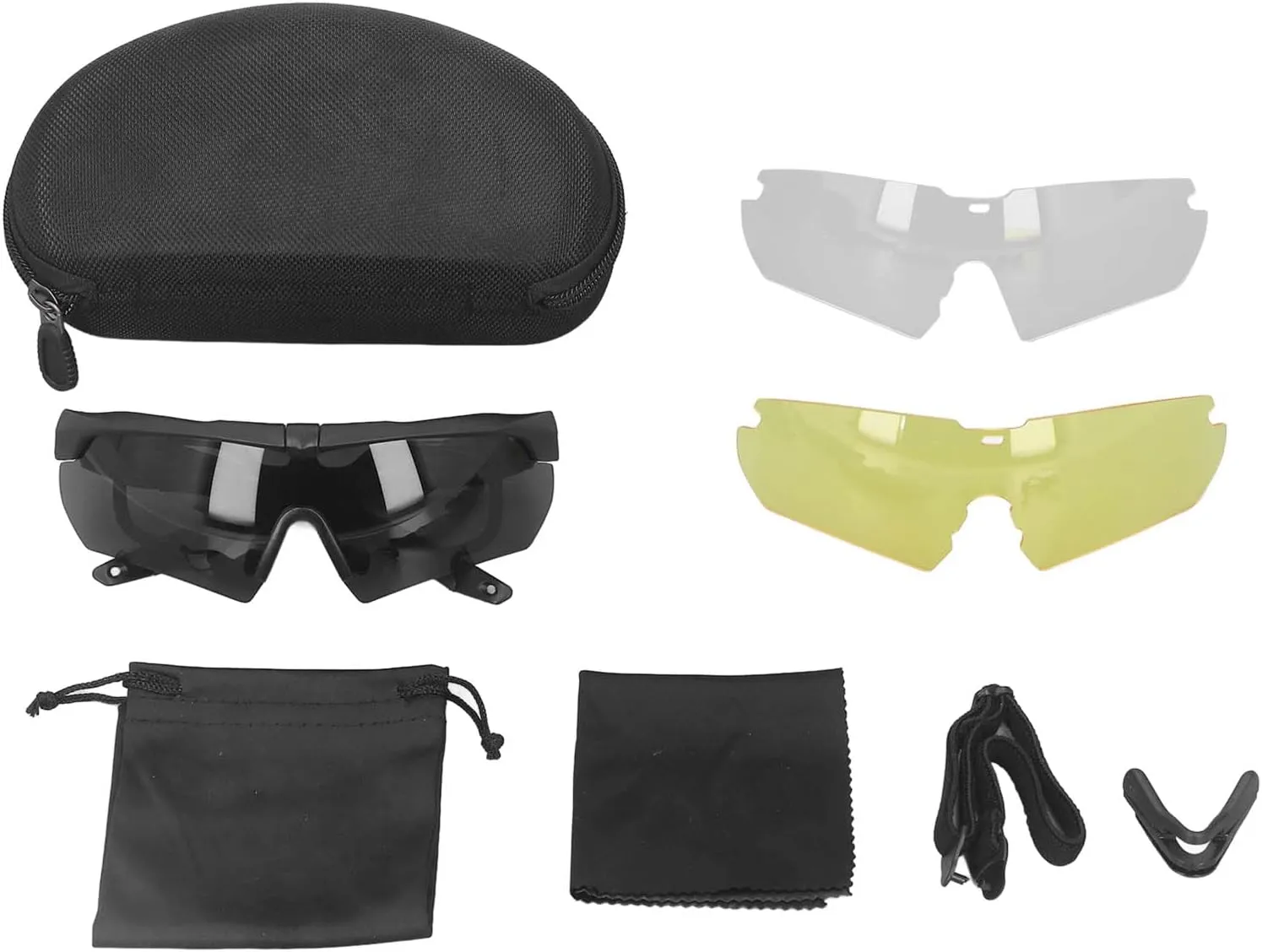 Sports Sunglasses Cycling Glasses Outdoor Glasses Lightweight Windproof UV Proof Impact Resistant Cycling Glasses for Fishing Racing with 2 Lenses,Black