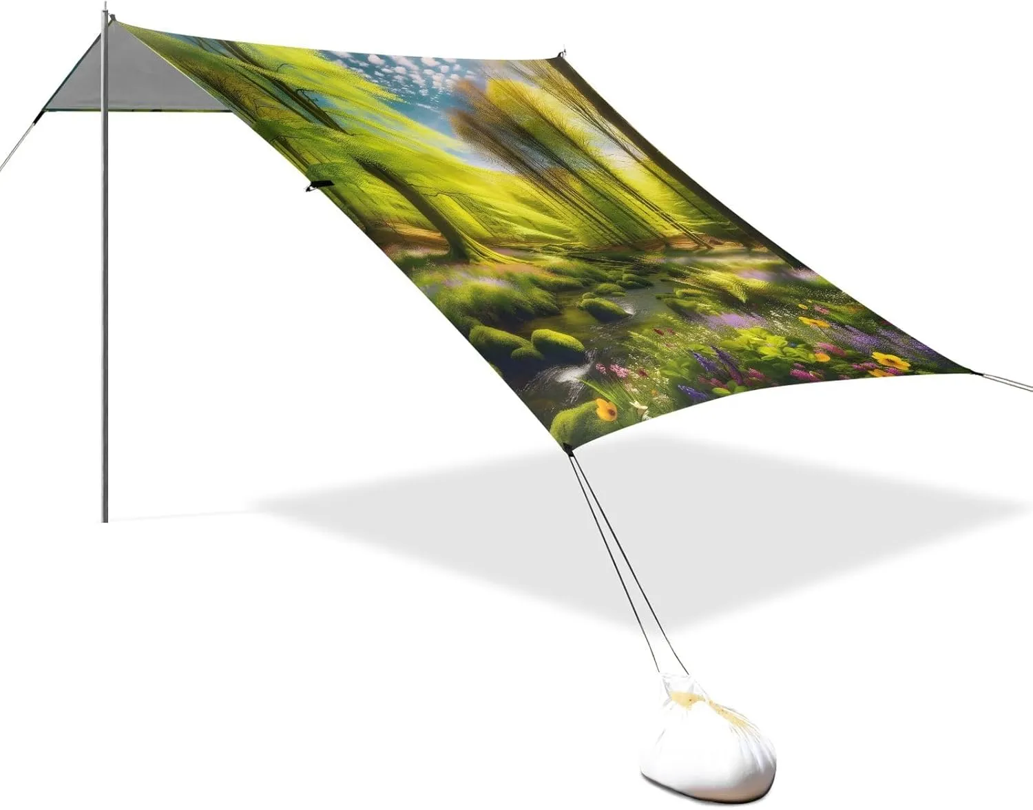 Spring Forest Canopy Beach Tent Outdoor Patio Sun Shade Print Travel Camping Sun Shelter 9.2 × 10.5 FT Shelters with Sandbags Anchor