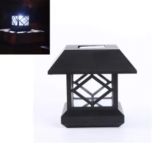 Square Black Waterproof Outdoor LED Solar Lights Fence Wall Gate Street Floor Lantern Garden Courtyard Yard Park Landscape Decorative Lamps Column Post Light