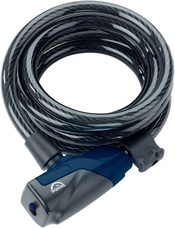 Squire Locks Heavy Duty Bikelock (Kilda 10/1800) - Tough Drive Cylinder Cable Lock - Weatherproof Armoured Steel Bike Lock with Key - Flexible, Tamper Proof Cable Lock for All Purpose Use (1800 mm)