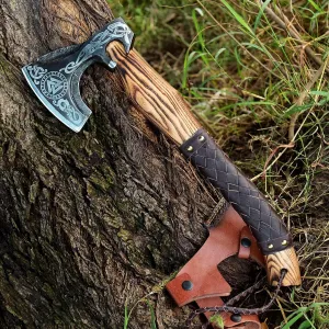 SS SMART & SHARP SPORTS INC Custom Handmade High Carbon Steel Viking Axe Real Hatchet,Gift for hIm,17.5 inches SS-17602 (Medieval Axe)