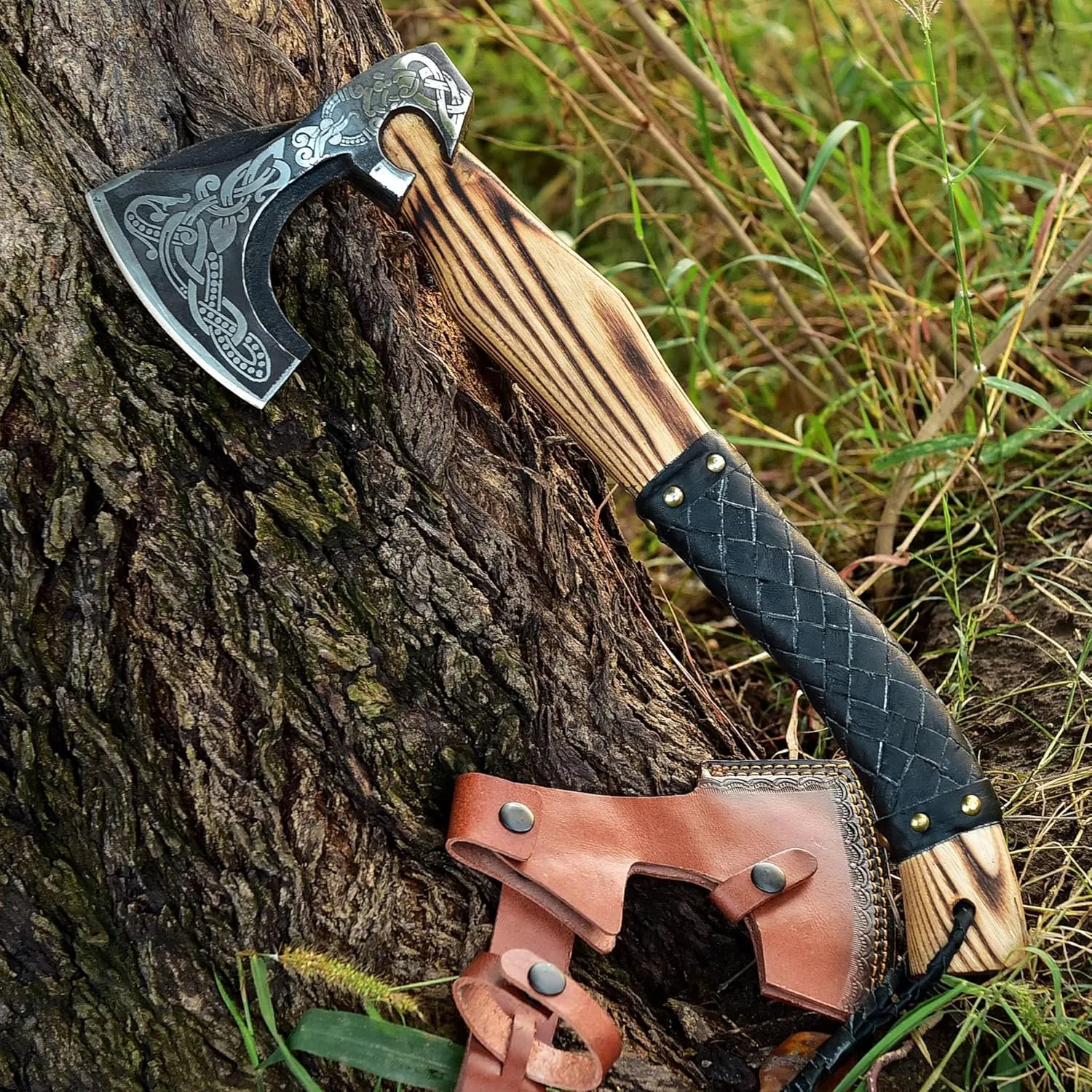 SS SMART & SHARP SPORTS INC Custom Handmade High Carbon Steel Viking Axe Real Hatchet,Gift for hIm,17.5 inches SS-17603 (Medieval Axe)