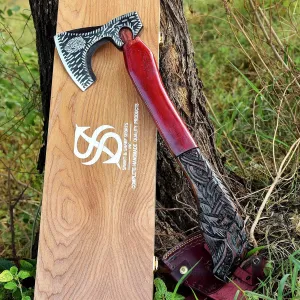 SS SMART & SHARP SPORTS INC Custom Handmade High Carbon Steel Viking Axe Real Hatchet,Gift for hIm,19 inches SS-17611 with Wooden Box