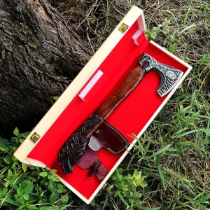 SS SMART & SHARP SPORTS INC Custom Handmade High Carbon Steel Viking Axe Real Hatchet,Gift for hIm,19 inches SS-17612 with Wooden Box