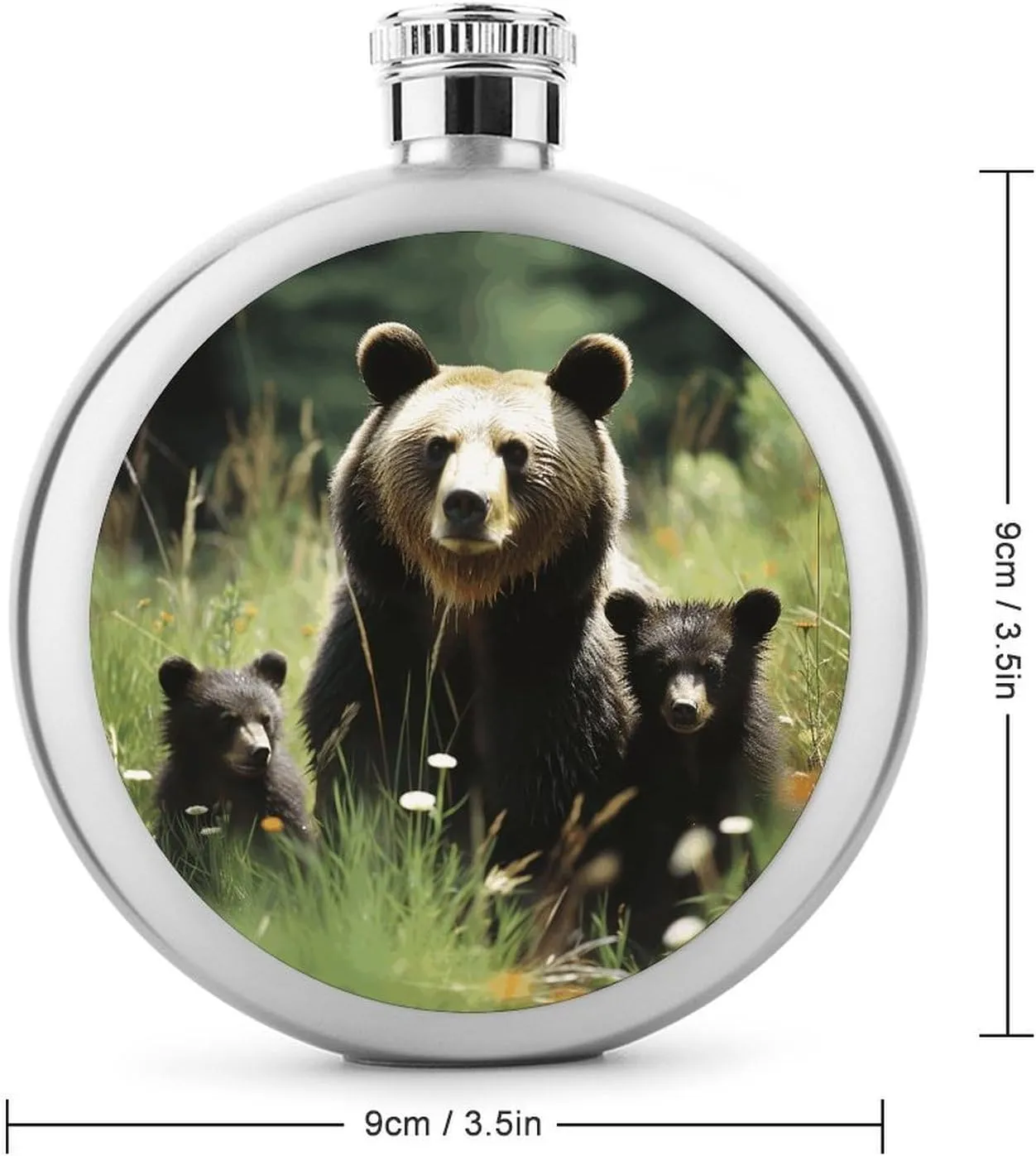 Stainless Steel Flasks for Liquor for Men Women,Mama Bear Print Round Small Hip Liquor Flask,Portable Cute Funny Wine Whiskey Flask for Gift Camping Outdoor Activitie Wedding Party,5oz