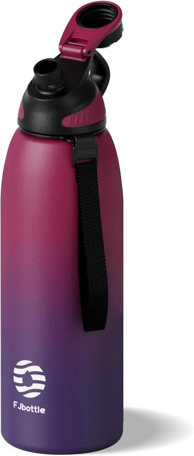 Stainless Steel Insulated Sports Water Bottle 50oz, BPA-Free, Double-Wall Vacuum, Magnetic Cap, No Straw, Cup Brush Included - Ideal Thermos for School, Fitness, and Outdoor Activities