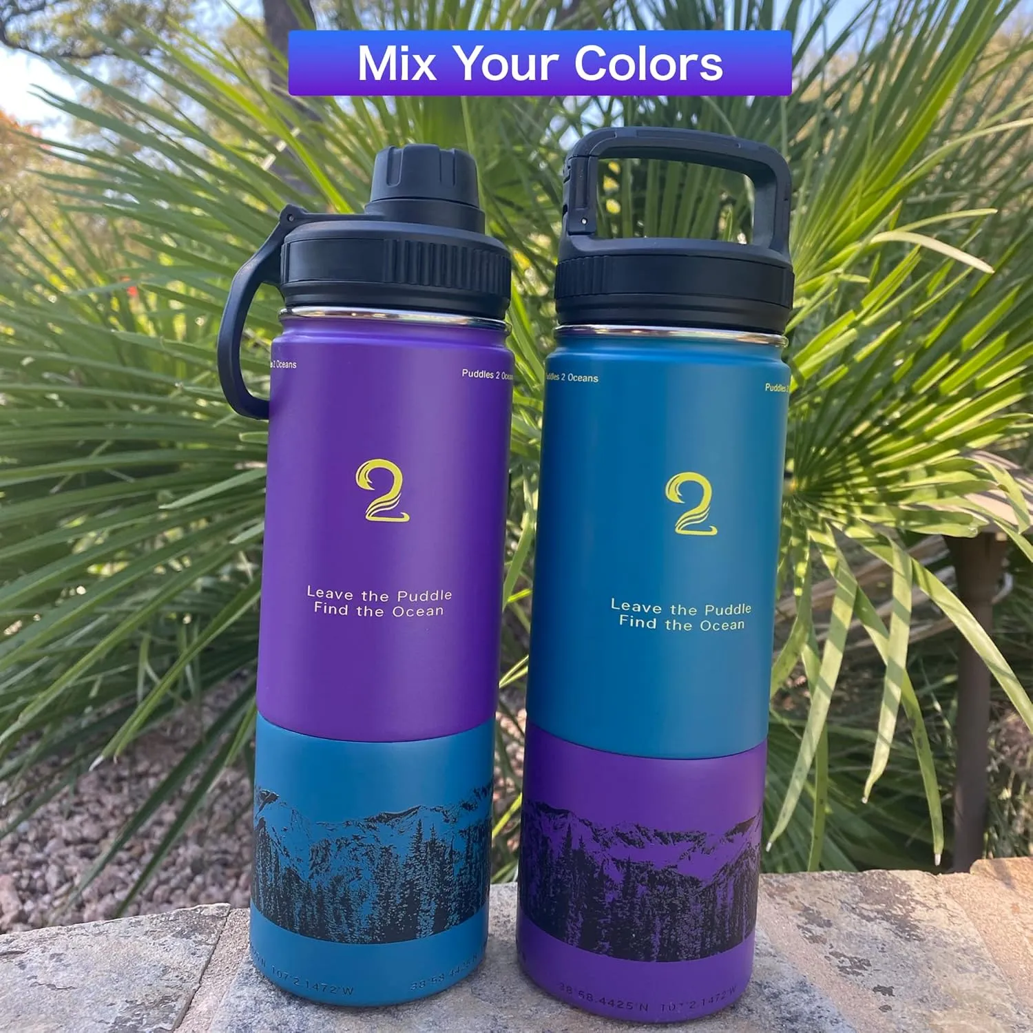 Stainless Steel Water Bottles, Coldest Water Bottle, Stackable Snack Containers for Kids, Insulated Water Bottle, Water Bottle with Snack Compartment, Sip N Seek (Purple)