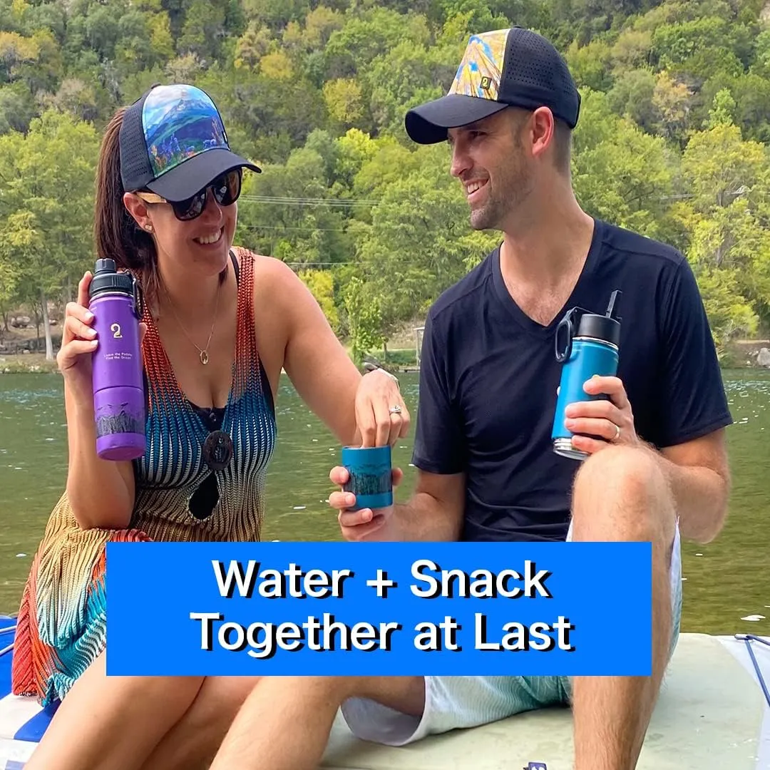 Stainless Steel Water Bottles, Coldest Water Bottle, Stackable Snack Containers for Kids, Insulated Water Bottle, Water Bottle with Snack Compartment, Sip N Seek (Purple)