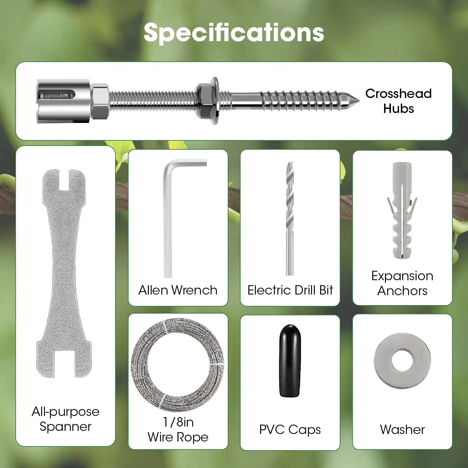 Stainless Steel Wire Trellis Kit for Climbing Plants - 20 Sets T316 Garden Support System with 98Ft Cable, Outdoor Wall Mount Plant Training Wire (WT001)