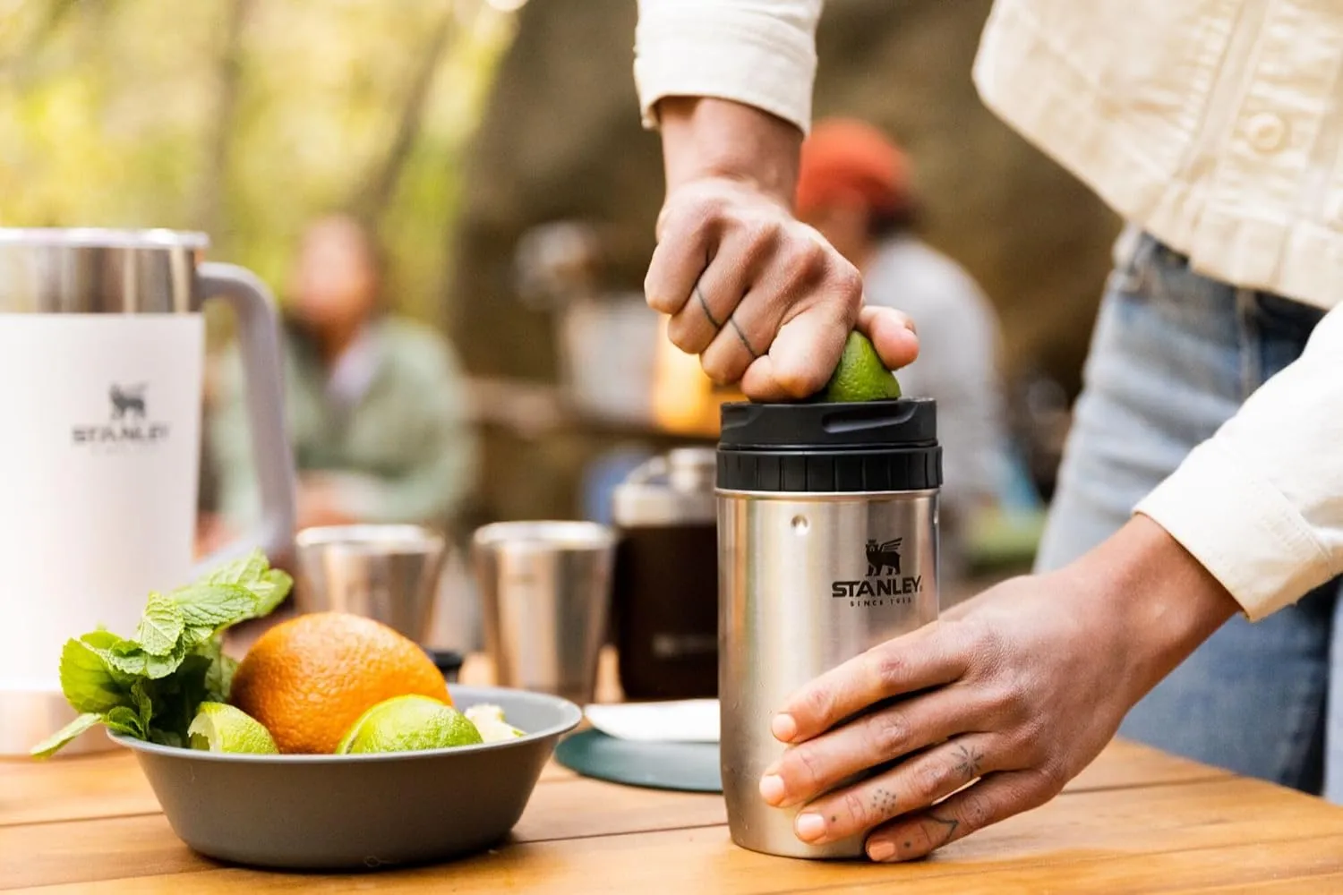 Stanley Happy Hour Cocktail Shaker Set 20 oz | Bartender Kit for Camping and Travel | Cocktail Drink Mixing Set with 2 Cups | Insulated Stainless Steel | BPA-Free | Cream Gloss