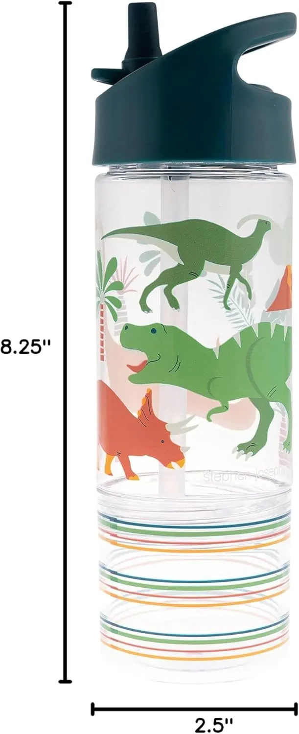 Stephen Joseph, Kids Sip and Snack Water Bottle, 12 oz Tritan BPA Free, Drink and Snack Water Bottle for Girls & Boys, Back to School Water Bottle, Blue Dino