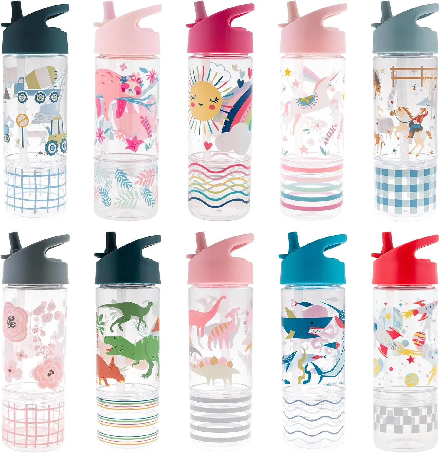 Stephen Joseph, Kids Sip and Snack Water Bottle, 12 oz Tritan BPA Free, Drink and Snack Water Bottle for Girls & Boys, Back to School Water Bottle, Blue Dino