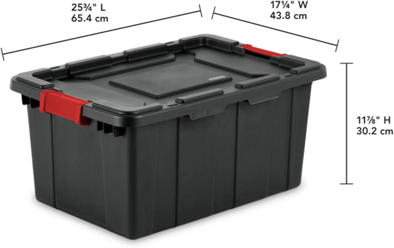 Sterilite 12-Pack Industrial Tote, Heavy-Duty Plastic Garage Storage Bins with Latching Lid, Black, 15 Gallon