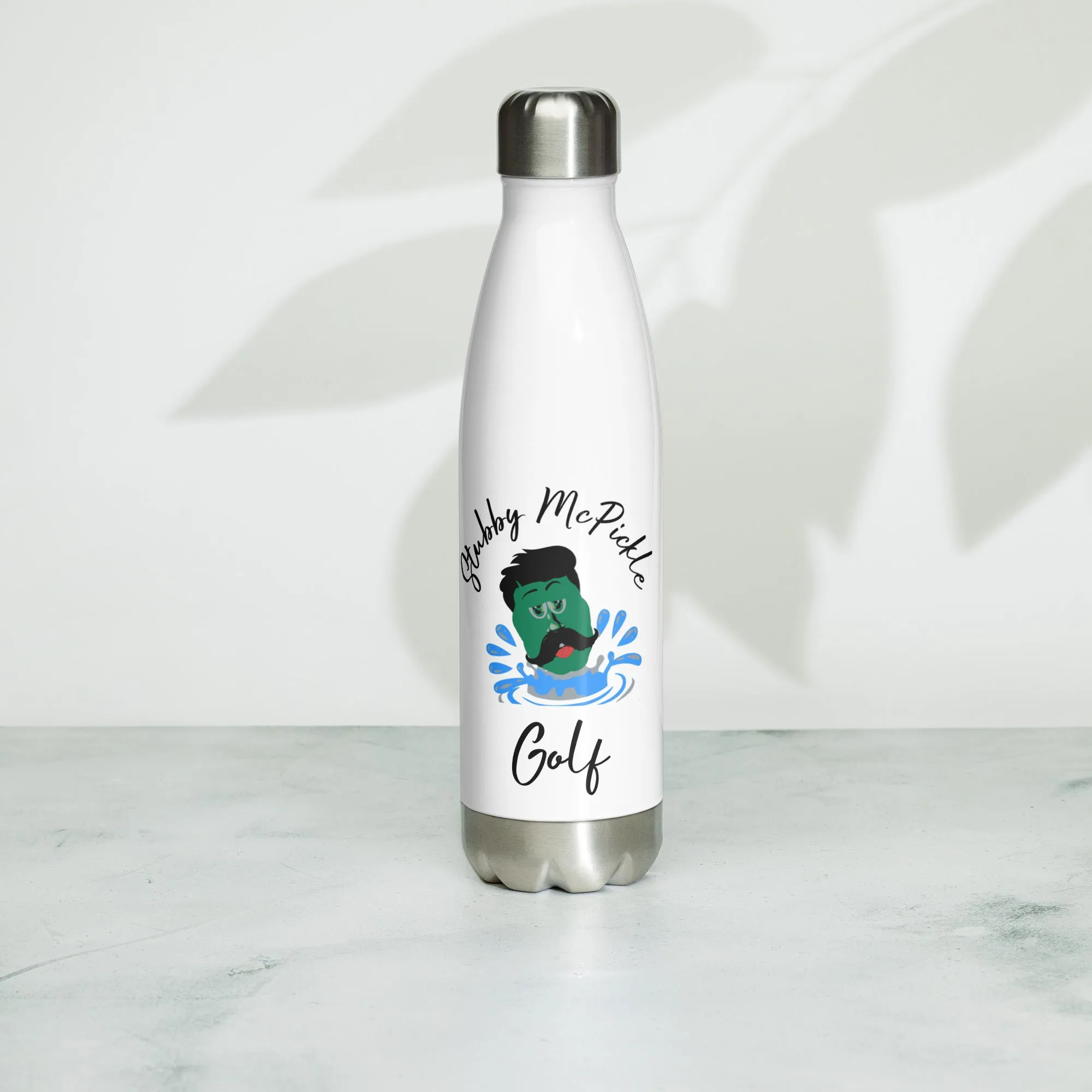 Stubby McPickle Golf White Stainless Steel Water Bottle