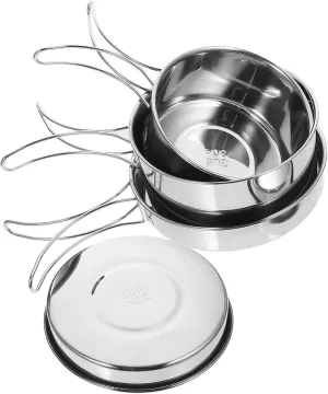 Sturdy Stainless Steel Pot Pan Set Outdoor Cooking Utensils Kit Plates Cups Ideal for Camping Outdoor Activities