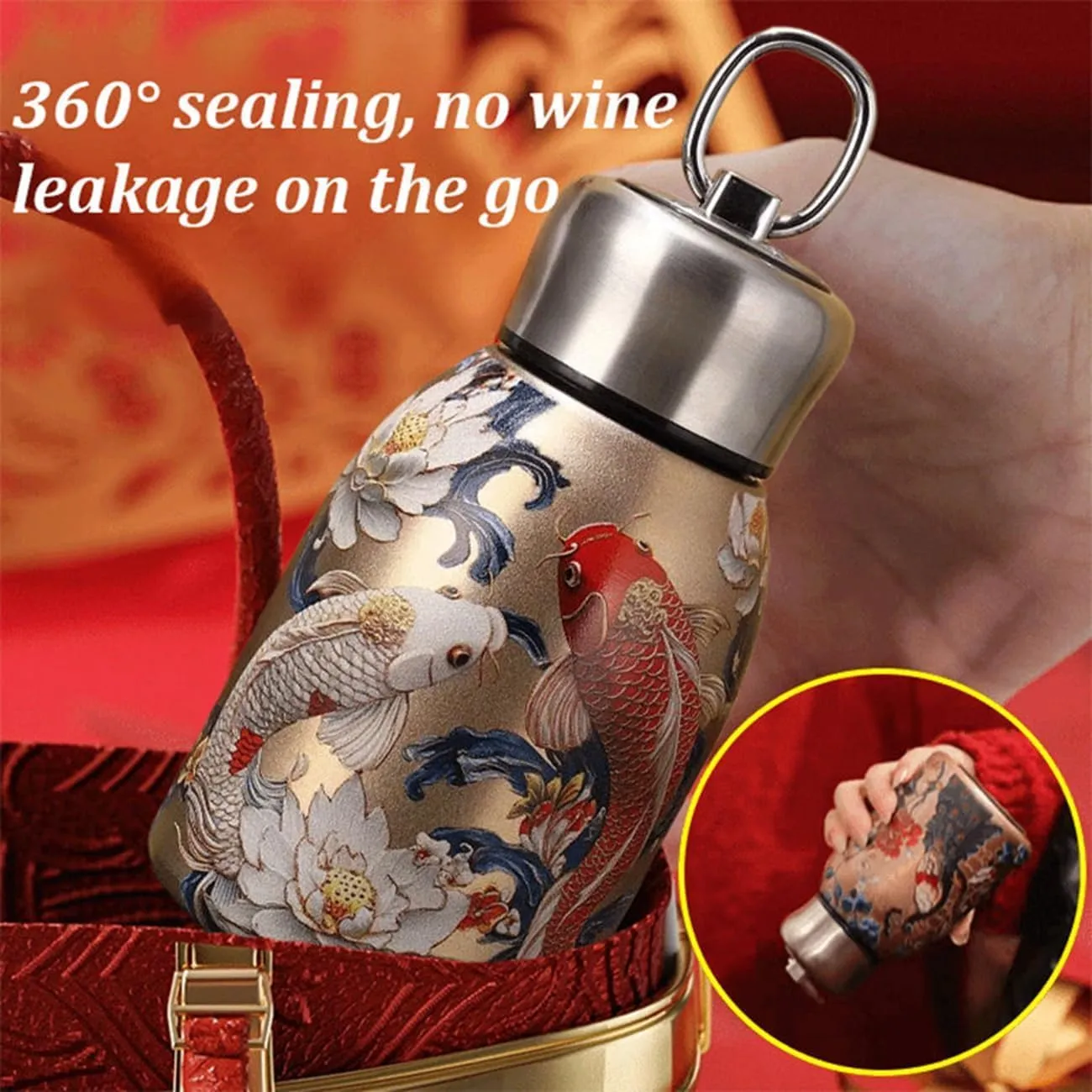 Stylish & Portable Insulated Water Bottle, Keep Drinks Hot or Cold, Leakproof Slim Stainless Steel Water Bottle, Hot Cold 24h, One-Hand Carry for Gym, Hiking, Office (Q)