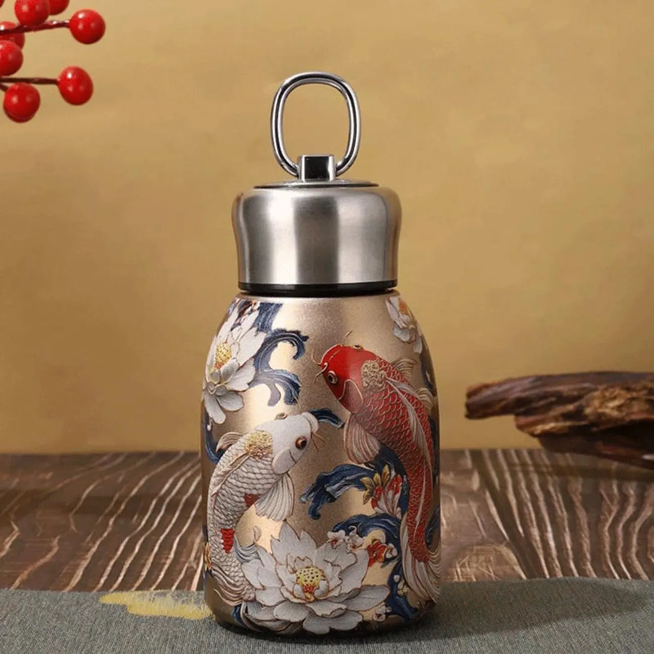Stylish & Portable Insulated Water Bottle, Keep Drinks Hot or Cold, Leakproof Slim Stainless Steel Water Bottle, Hot Cold 24h, One-Hand Carry for Gym, Hiking, Office (Q)