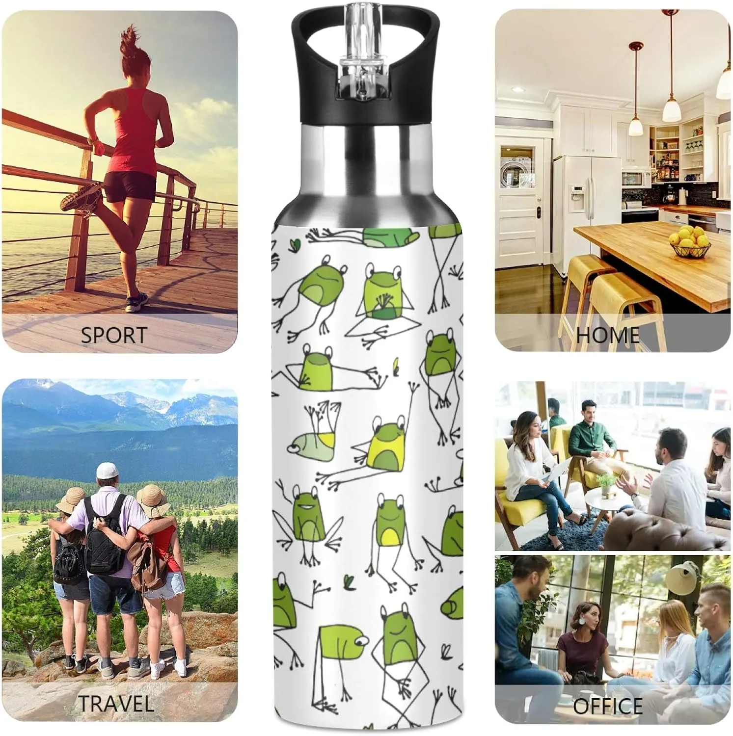 SUABO Sports Water Bottle Vacuum Insulated Stainless Steel Water Bottle for School Kids, 20oz