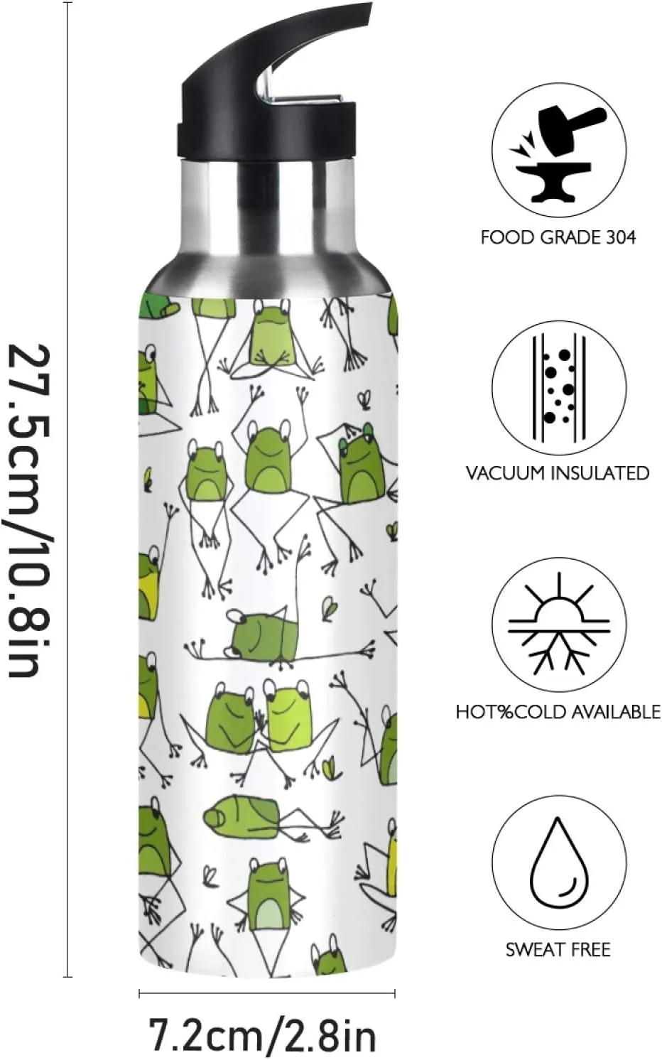SUABO Sports Water Bottle Vacuum Insulated Stainless Steel Water Bottle for School Kids, 20oz